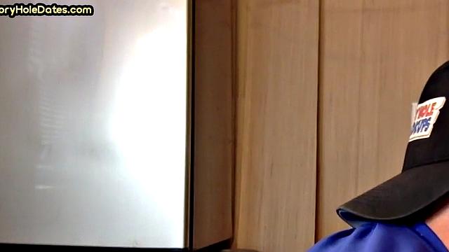 Gloryhole DILF gives homemade closeup POV BJ to his BF