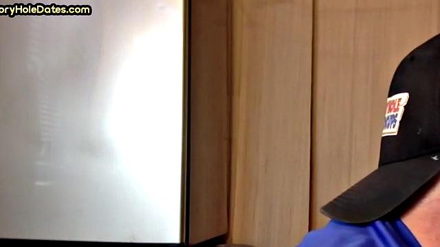 Gloryhole DILF gives homemade closeup POV BJ to his BF