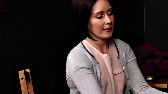 Amateur CFNM dressmaker sucks cock till cumshot on stockings