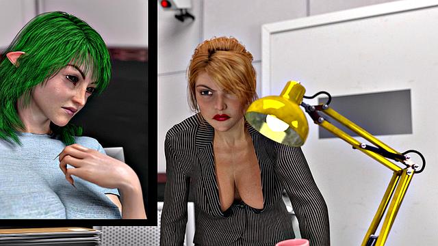 Futa3dX - Green Haired Futa Grows A Monster Cock And Fucks The Investigator - Comic