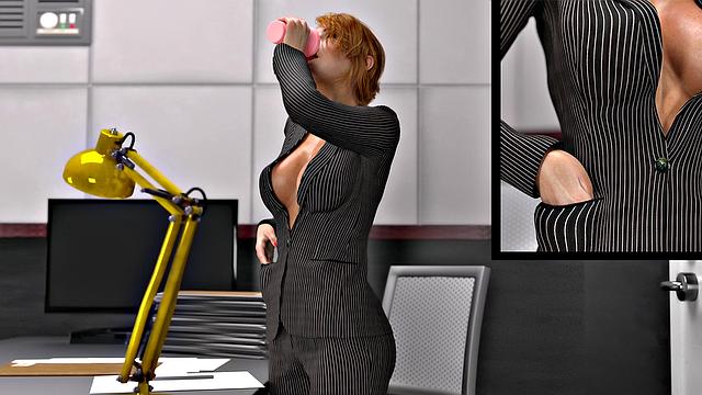 Futa3dX - Green Haired Futa Grows A Monster Cock And Fucks The Investigator - Comic