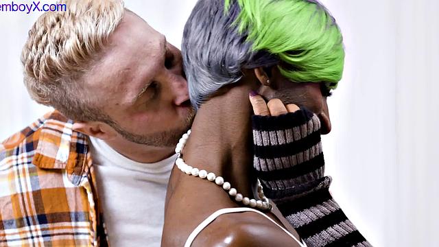 Black femboy in gloves fucked n jizzed by DILF