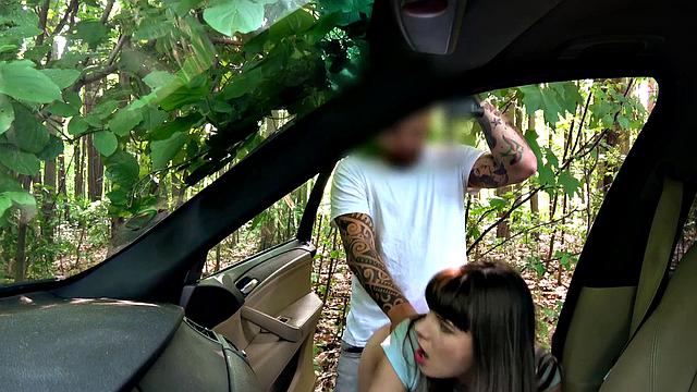 French Babe with tattoos & piercings pays for sex with lost job in park