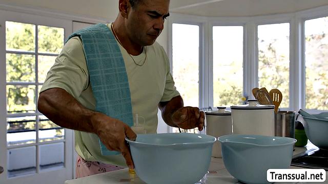 Cake making evolves into intense anal sex