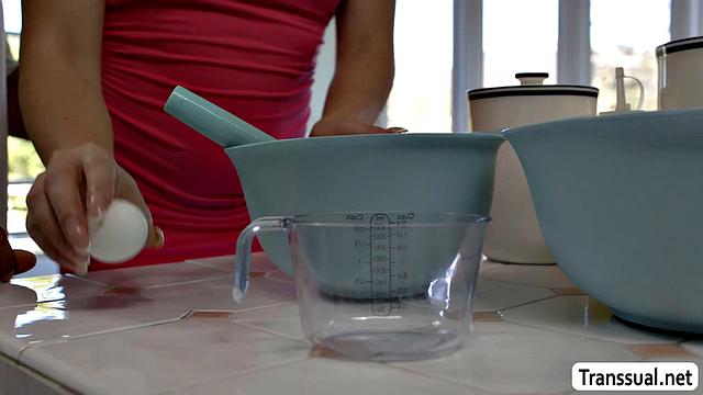 Cake making evolves into intense anal sex