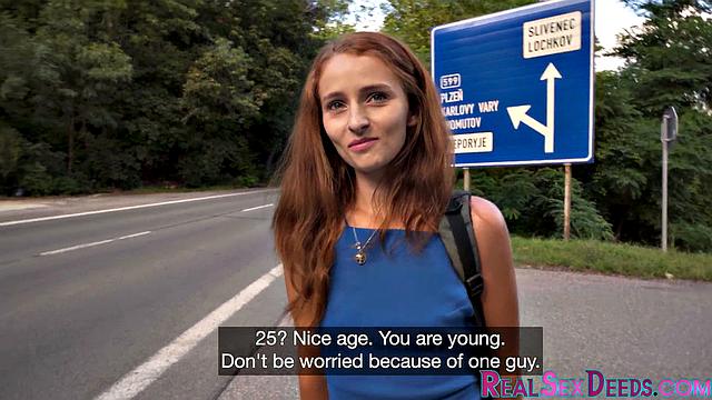 Cute newbie pulled outdoor fuck