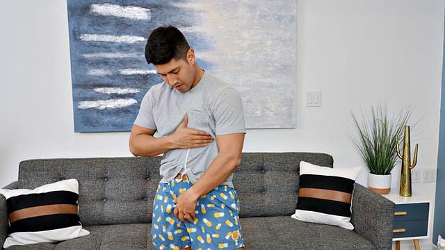 Solo athletic jock passionately stroking his cock