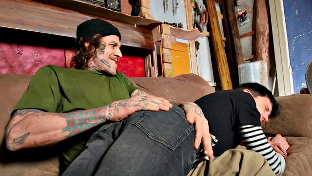 Bottom perverted gay loves fucking in anal hole