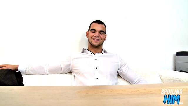 Inked muscle stud cocksucking a lucky guy