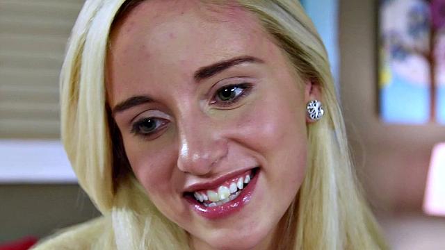 Blonde Teen Naomi Woods Displays Her Tight Tanlined Body and Masturbates On-Camera
