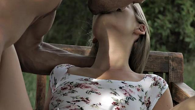 Feet lady drilled outdoors by big cock in doggystyle