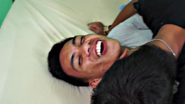 Tiny Asian amateur twink fucks boyfriend's butt in home private video