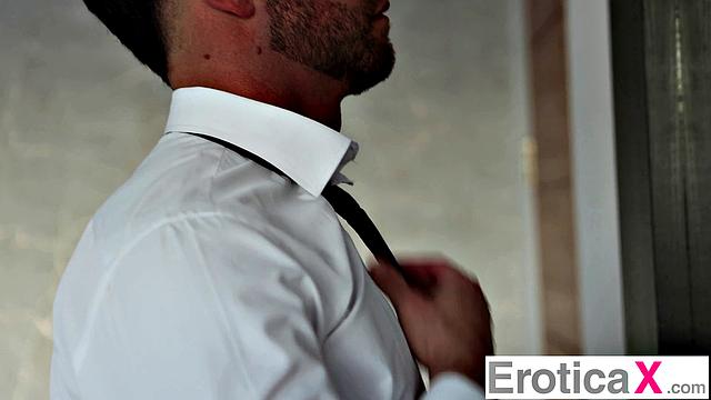 Sated Brunette Fucks Man Before Work - EroticaX