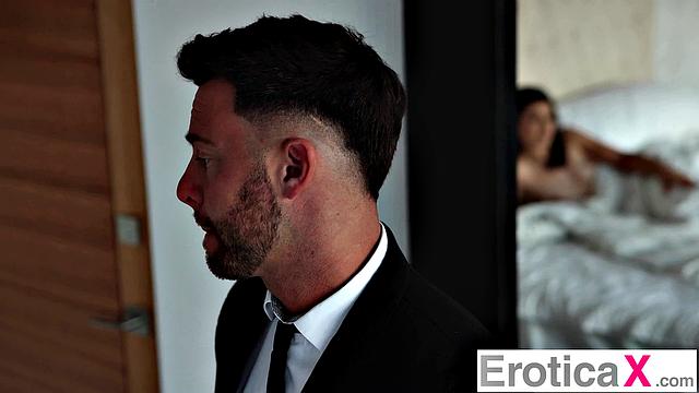 Sated Brunette Fucks Man Before Work - EroticaX