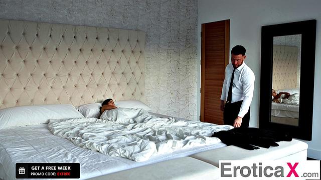 Sated Brunette Fucks Man Before Work - EroticaX