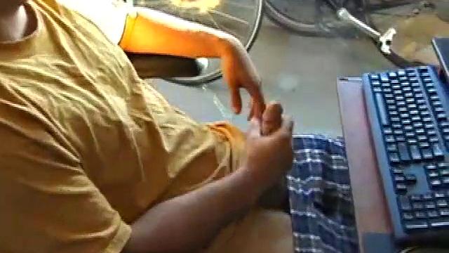 Tony strokes his hard cock alone