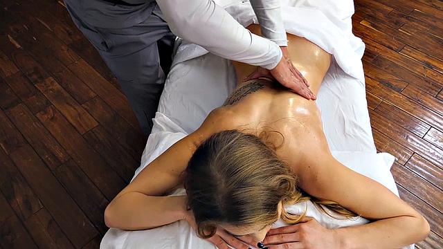 Cucked Husband Watches His Hot Blonde Wife Fuck The Fat Masseuse