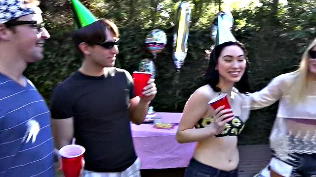 Party girl gets a big dick in the bathroom & gets a facial