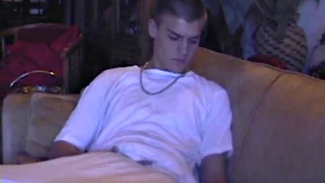 Lance strokes his thick cock and shoots a load for the camera