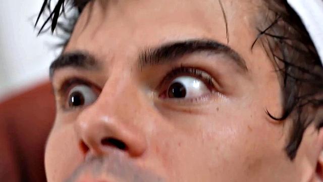 A kinky blonde get a hard pounding on the couch while wearing a nightie and flexing her tight bald pussy