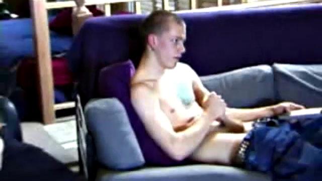 Tristian and Shane stroke together, hard cocks side by side