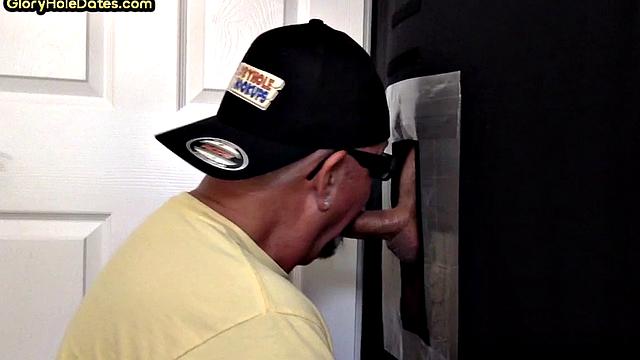 Real gloryhole DILF barebacked in asshole after giving head