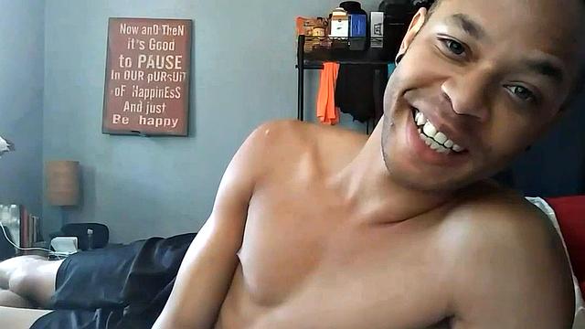 Calvin Collins is a slim and smooth black guy with a big dick. Naked and sprawled out on his bed, the young man treats his meat to the feel of a fleshjack as he strokes with determination.