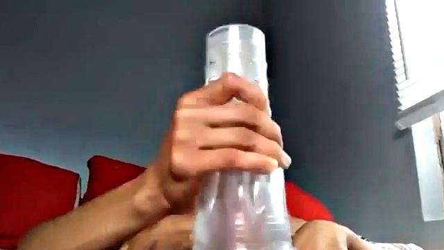 Calvin Collins is a slim and smooth black guy with a big dick. Naked and sprawled out on his bed, the young man treats his meat to the feel of a fleshjack as he strokes with determination.