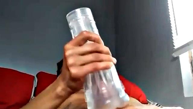 Calvin Collins is a slim and smooth black guy with a big dick. Naked and sprawled out on his bed, the young man treats his meat to the feel of a fleshjack as he strokes with determination.