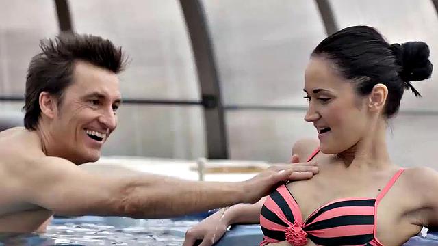 VIP4K. Old man is here to penetrate girls trimmed pussy by the pool