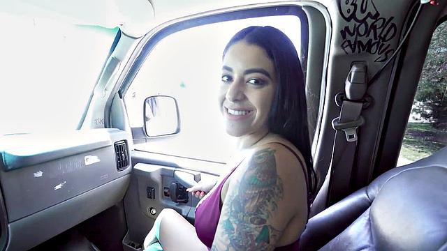 Mature worker fucked in van till cum on face