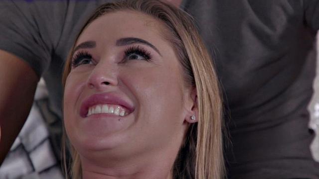 Busty wife hotwifing in an erotic couple while hubby watches