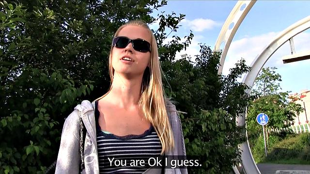 Watch this blonde with shaved pussy take a hard pounding in the park while wearing panties