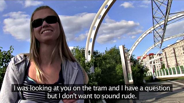 Watch this blonde with shaved pussy take a hard pounding in the park while wearing panties