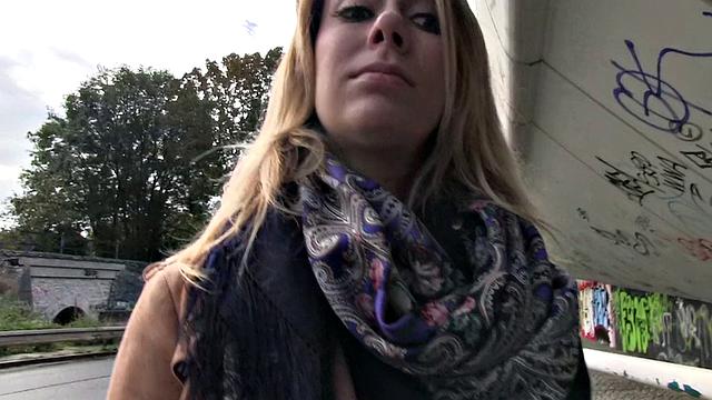 Horny blonde opens legs for cash & gets rewarded with a hot load