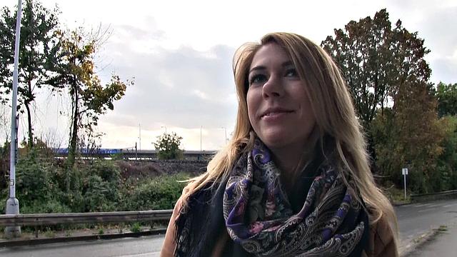 Horny blonde opens legs for cash & gets rewarded with a hot load