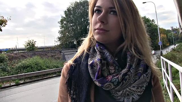 Horny blonde opens legs for cash & gets rewarded with a hot load