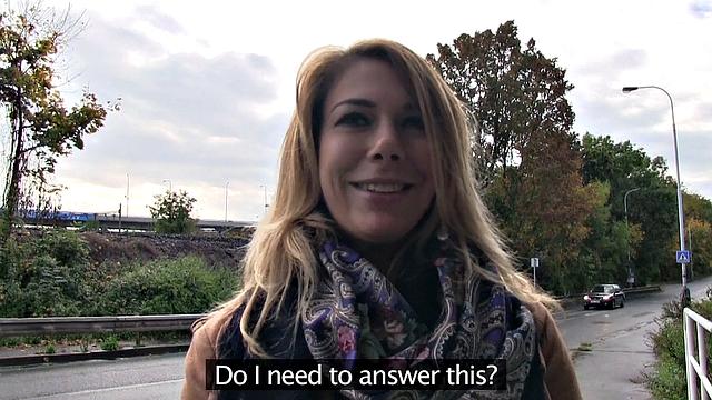 Horny blonde opens legs for cash & gets rewarded with a hot load