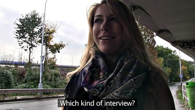 Horny blonde opens legs for cash & gets rewarded with a hot load