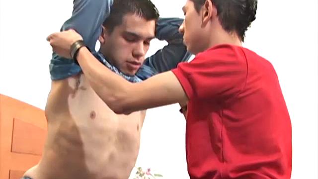 Cute little Angel is back and adorable Santiago in bed for a sexy bareback romp. Anxious to get Santiago's big uncut dick up his ass, Angel is quick to get things started.