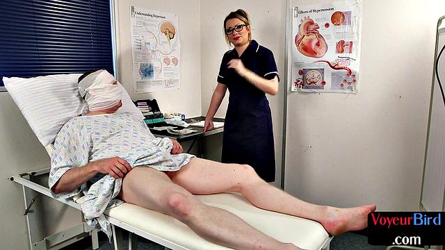British voyeur nurse watches weak patient wank in bed