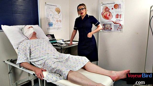 British voyeur nurse watches weak patient wank in bed