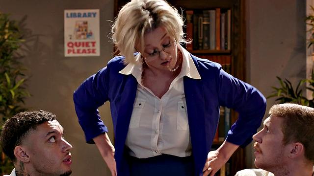 MOMMY'S BOY - Librarian Caught Students Jerking Off Gets ROUGH DPed In Public