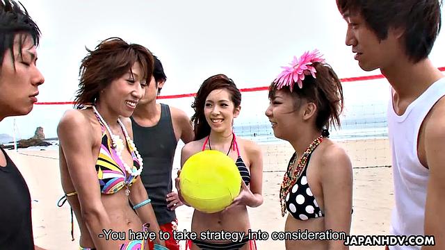 Adorable Japanese girls in wild kinky orgy