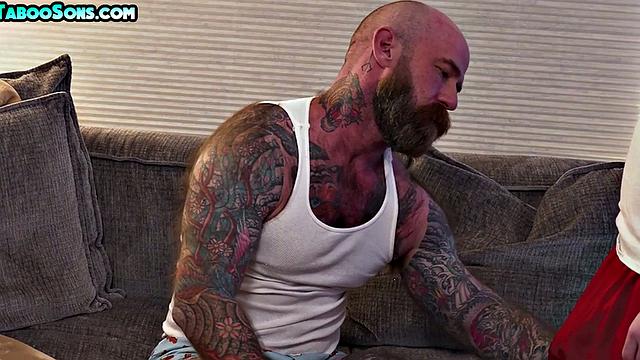 Petite stepson barebacked by DILF with tattoos