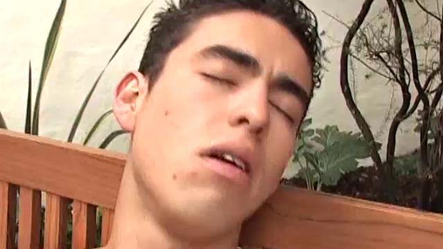 A garden bench makes the perfect platform for these skinny Latin boys to get naked and get it on. The two enjoy sucking on each other's big uncut dicks, before ass rimming turns to fucking.