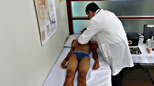 Asian twink barebacked by doctor after tickling