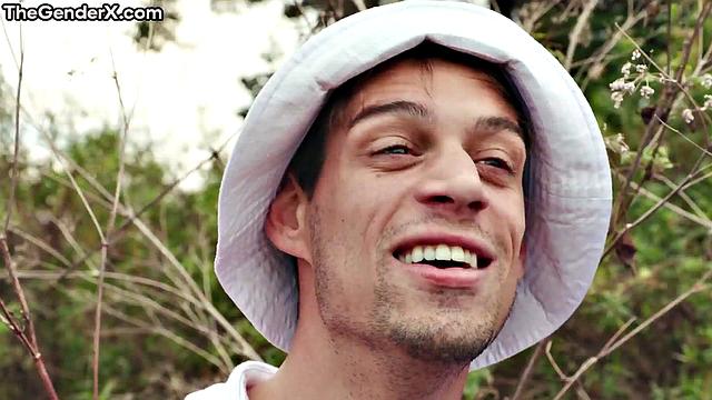 Trans beauty handling two cocks