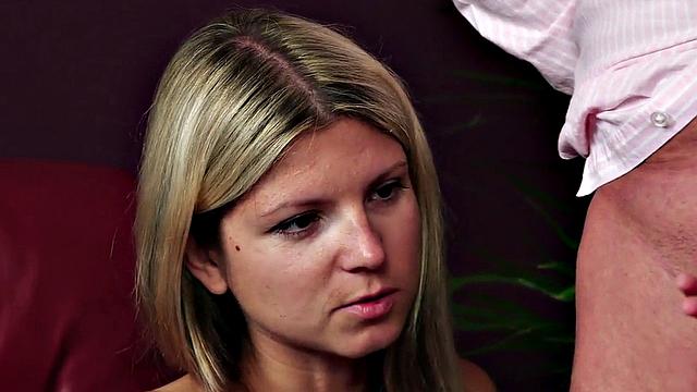 CFNM 21yo learns HJ and BJ in 3some with stockings MILF