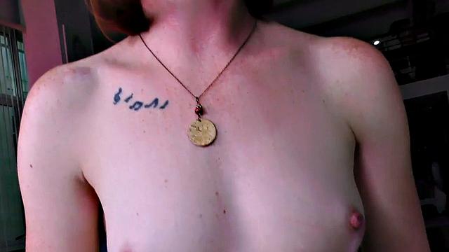 Manojob redhead jerks POV oiled cock while talking dirty 